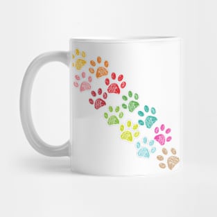 Colorful paw print vector background Mug